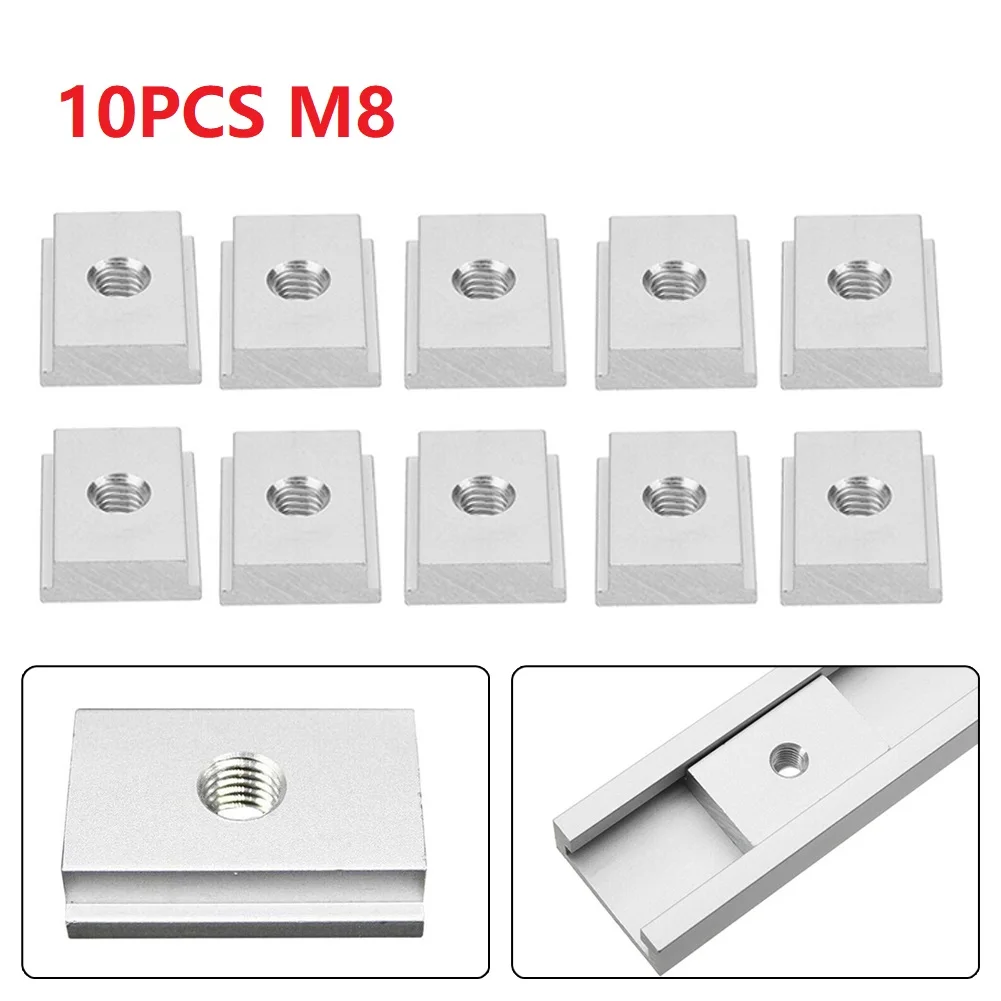 Zestaw ślizgaczy do rowków T, 10 szt., do szyn T, do obróbki drewna, mocowanie do rowków, stop aluminium, sprzęt warsztatowy, mechaniczny