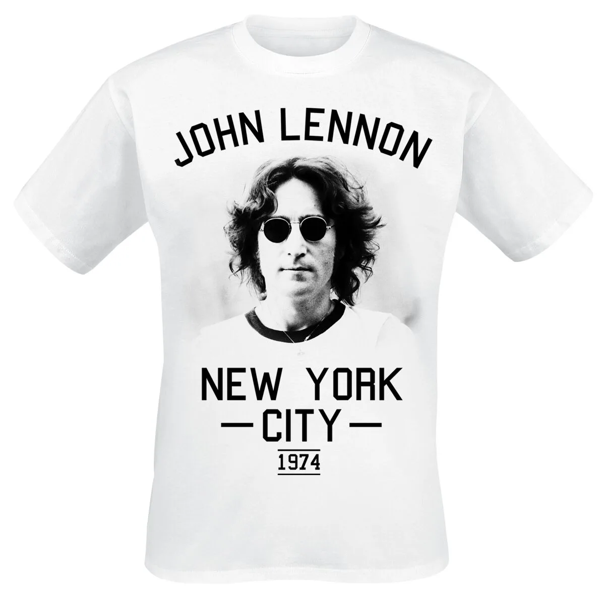 Camiseta con estampado de retrato de John Lennon New York City 1974, camiseta informal neutra 100% algodón, ropa informal de rock