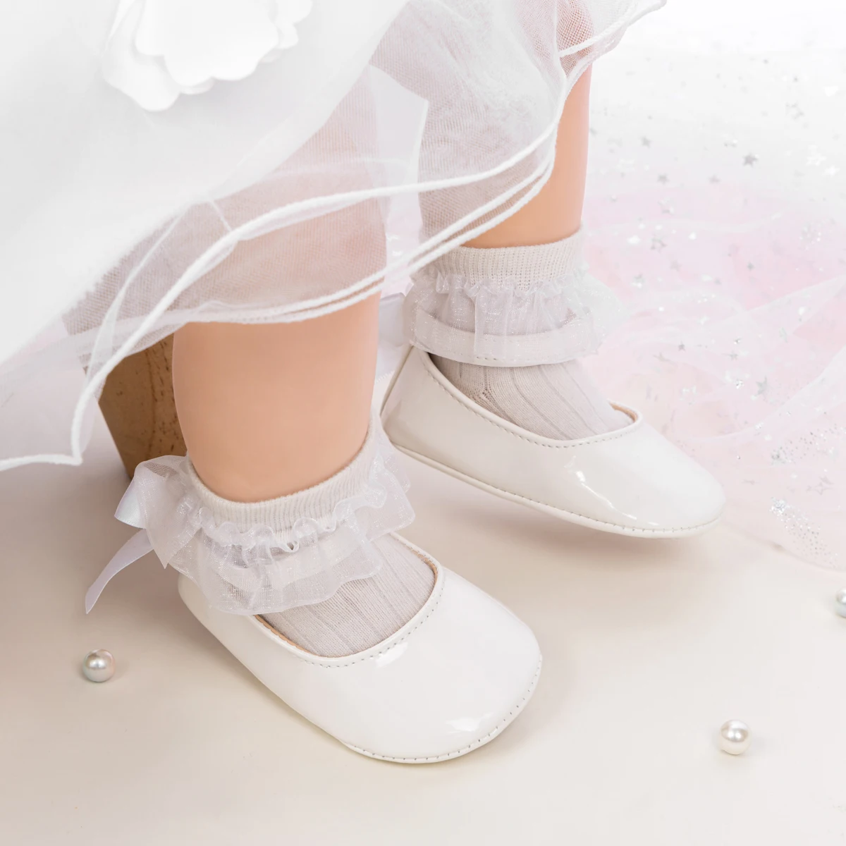 Baby Mädchen Mary Jane Ballerinas aus Lackleder mit Schleife, Prinzessinnen-Kleiderschuhe, rutschfeste weiche Sohle, für Kleinkinder, Prewalker, Party – Detail 11