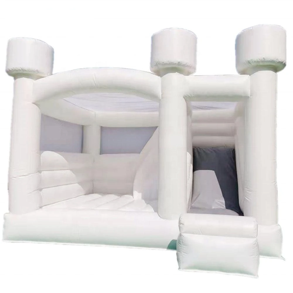 Château gonflable en PVC blanc avec toboggan, tente de maison sautante, château gonflable, souffleur d'air inclus pour le plaisir en plein air