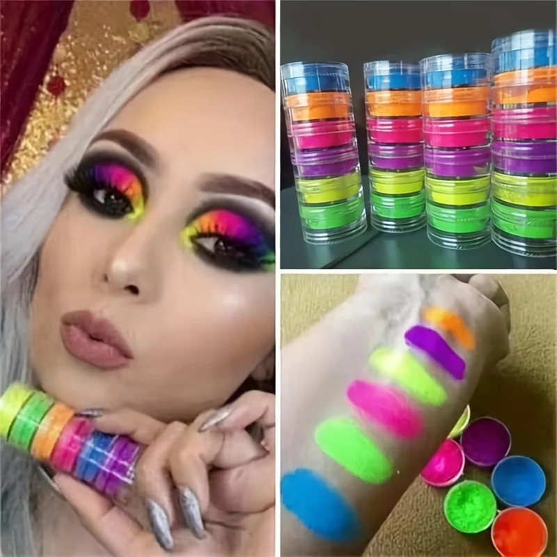 6colors/set Nail Art Cosmetic Long Lasting Waterproof Matte Eyeshadow Eyeshadow Pigment Nail Powder Neon Powder