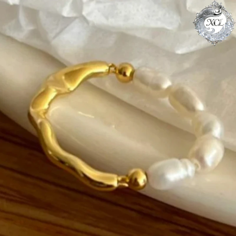 

Кольцо XCL Jewelry из стерлингового серебра S925 с барочным жемчугом, персонализированное, в стиле INS, модное открытое кольцо для женщин и девушек, трендовые аксессуары