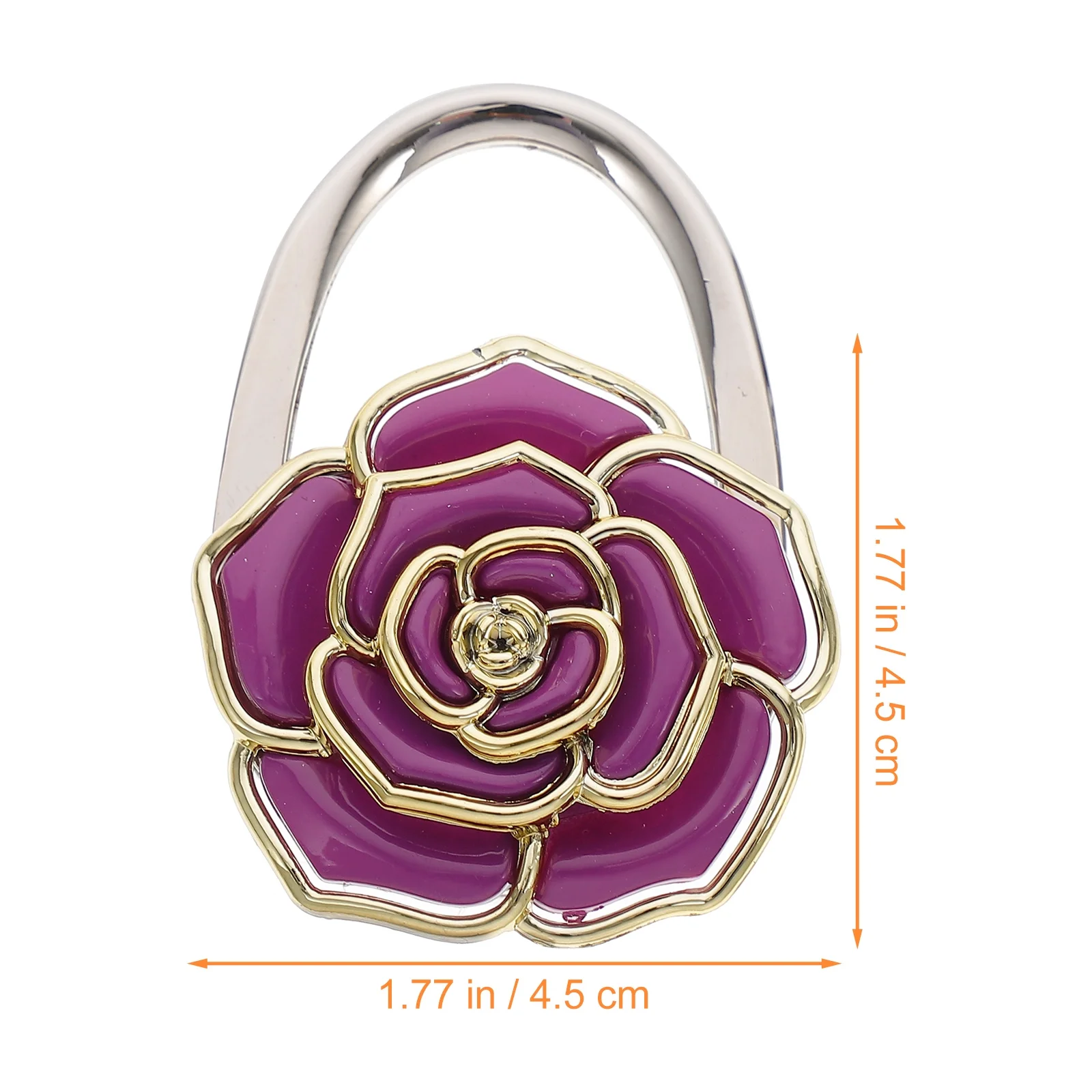 Klappbarer Handtaschenhaken-Aufhänger, lila Zinklegierung, Acryl, 115 mm, erweitert, 50 x 70 mm, gefalteter, rutschfester Taschen-Tischhalter für Restaurant