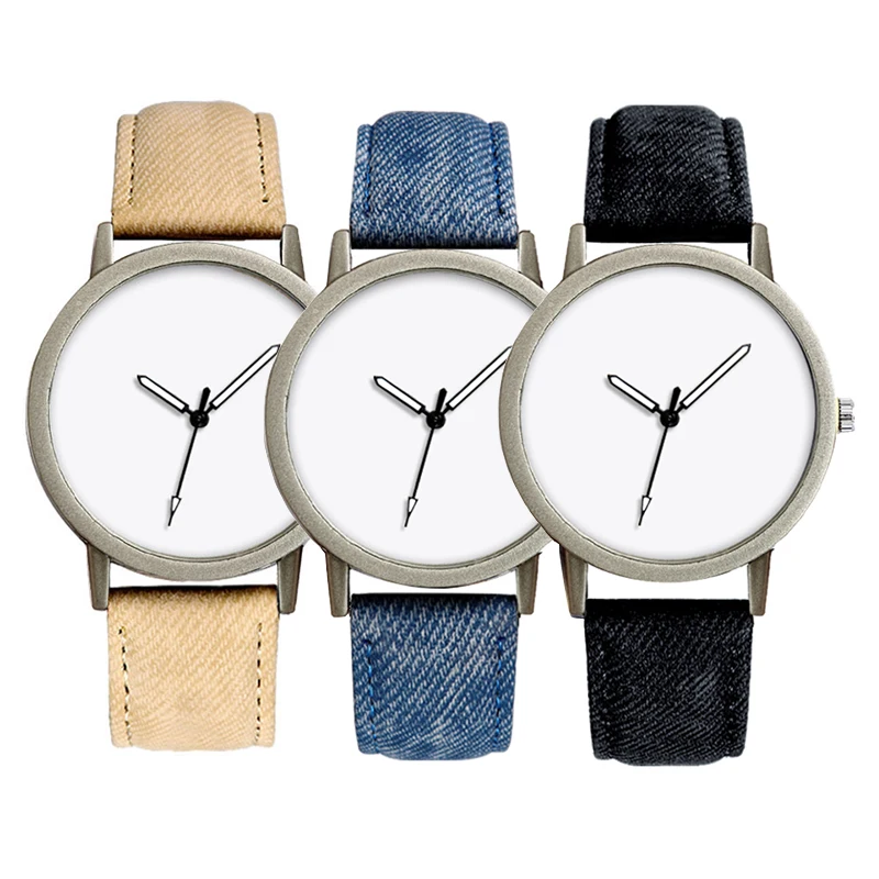 

Sublimation Blank Watches Denim Leather Strap Design Your Own Wrist Watch Picture Painting Wristwatch Clock