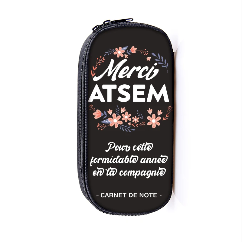 Super Atsem Merci Maitresse Pencil Bag Ladies Cosmetic Bags Teenagers Pencil Case School Supplies Teacher\'s Day Graduation Gift