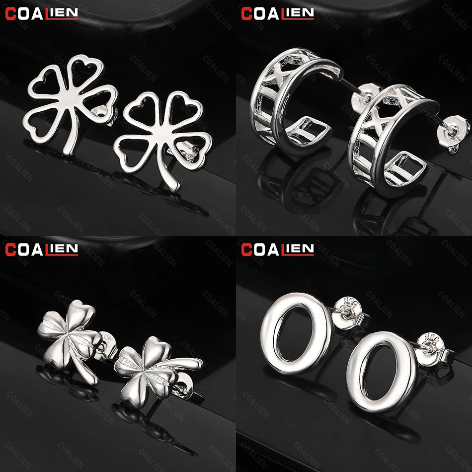 

COALIEN 925 Sterling Silver Arabic Numerals Earrings Women Charm Cute Birthday Gift Jewelry