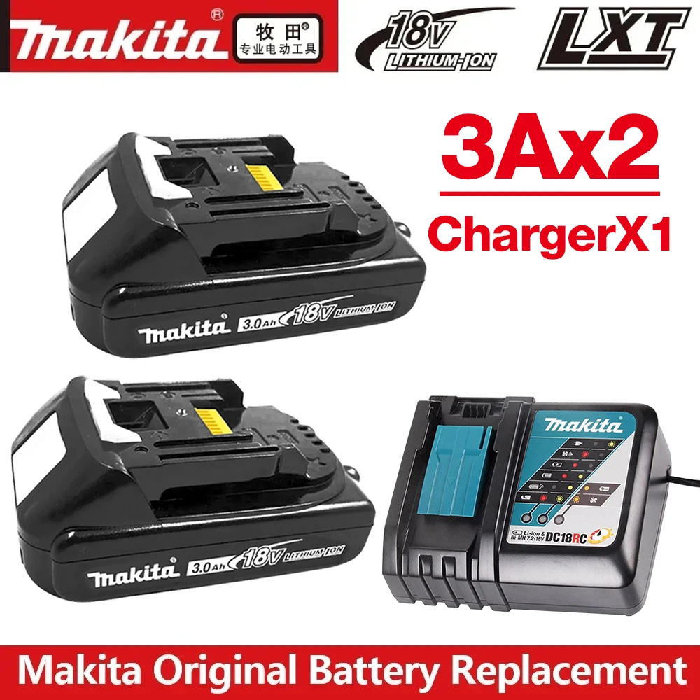 

Makita 100% Original Rechargeable Power Tool Battery, Replaceable Lithium-ion LED, 3.0 Ah 18 V LXT BL1860B BL1860BL1850 BL1830