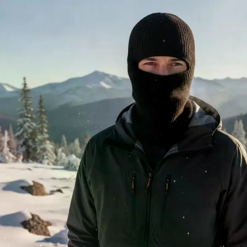 2Pcs Warm Knitted Ski Mask Cap, 2-in-1 Winter Beanie Hat Windproof Full Face Cover for Men Women