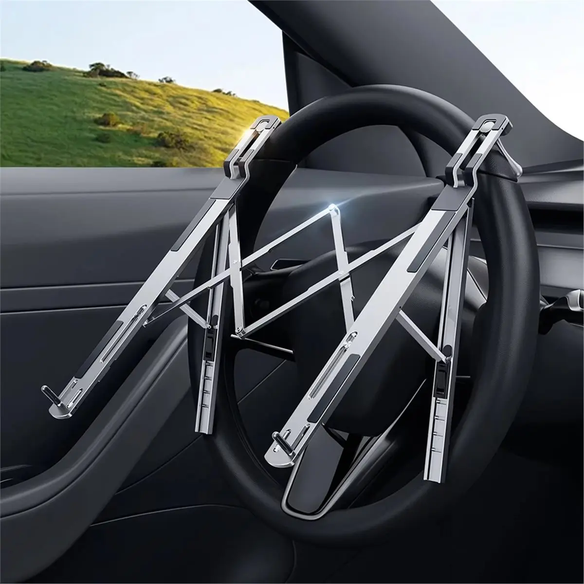 A46U Car Steering Wheel Laptop Stand Portable Foldable 5-Level Adjustable Laptop Bracket Tablet Holder Car Accessories B