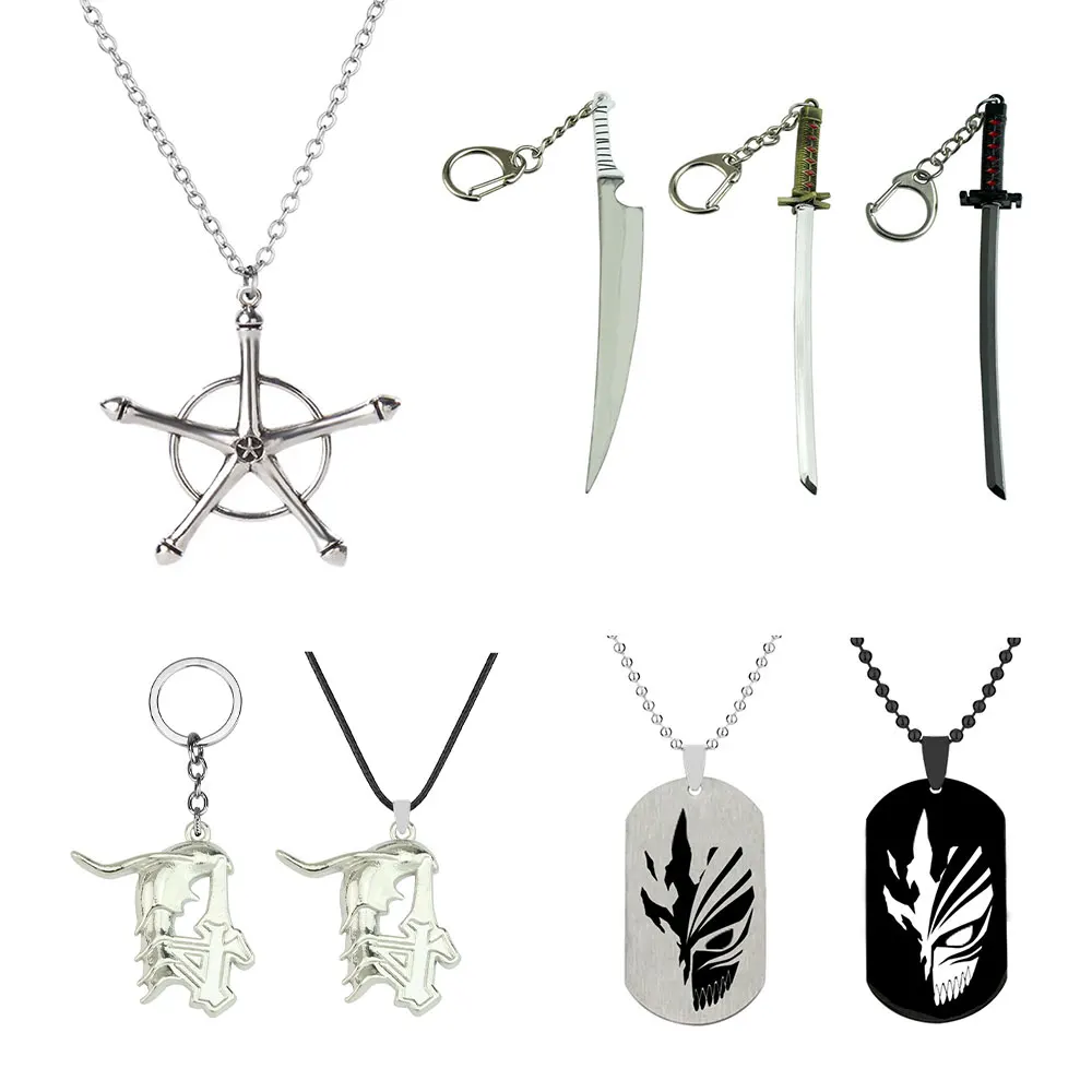 Anime BLEACH Kurosaki Ichigo False Mask Cosplay Necklace Keychain Grimmjow Necklace Cosplay Accessories Man Woman Jewelry Gifts