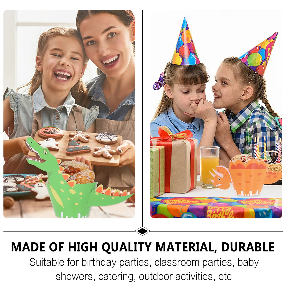 

48Pcs Creative Dinosaur Cake Wrappers Cupcake Decoration Supplies for Birthday Party Cake Dessert Decorating