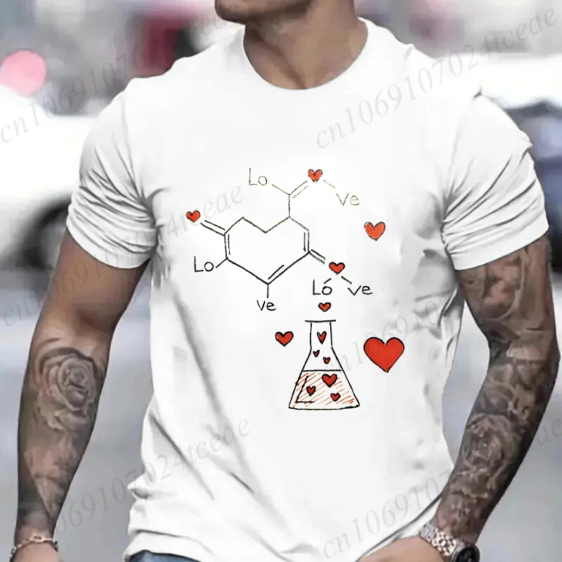 Fashion Men's T-Shirt Love Equation Romantic Short Sleeve T-Shirt Summer Casual Tees Top Scientist Oversized T-Shirt for Men