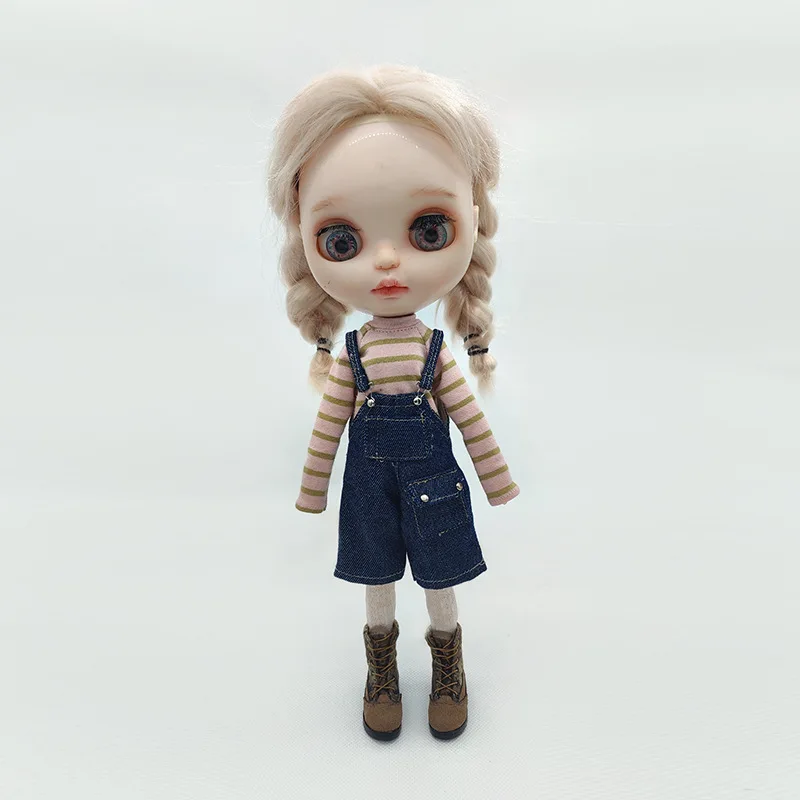 Ob22 Doll Dark Blue Suspender Pants With Pockets For Blythes Ymy Licca Azones Ob24 Ob27 Fr Doll