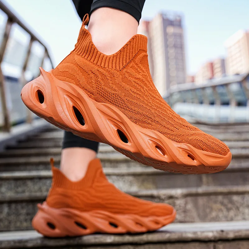 Blue Men's Blade Sneakers Comfy Knitting Running Shoes Unisex Lightweight Breathable Socks Shoes Men Trainers zapatillas hombre - Image 6
