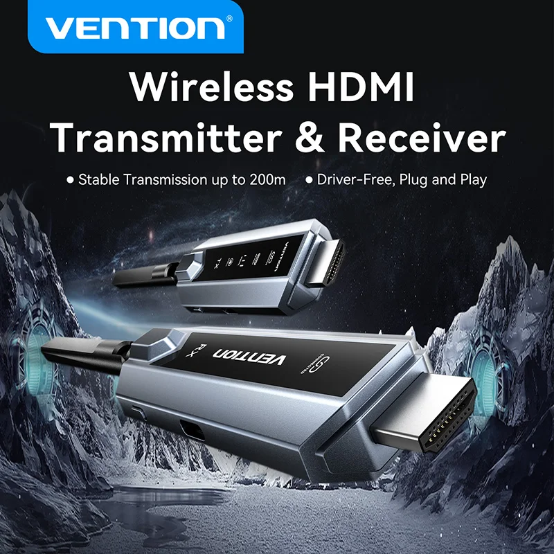 

Vention Wireless HDMI 5GHz 200M Transmitter and Receiver Meeting Bluetooth Transmitter Audio for Laptop TV Projector Monitor