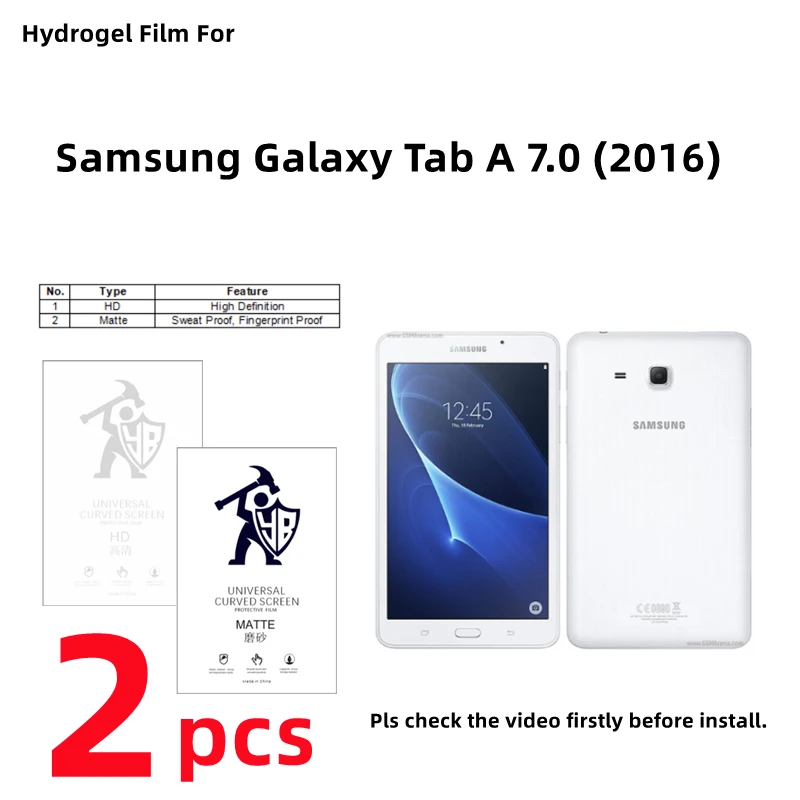 

2pcs HD Hydrogel Film For Samsung Galaxy Tab A 7.0 Matte Screen Protector For Galaxy Tab A 7.0 (2016) Clear/Frosted Full Cover