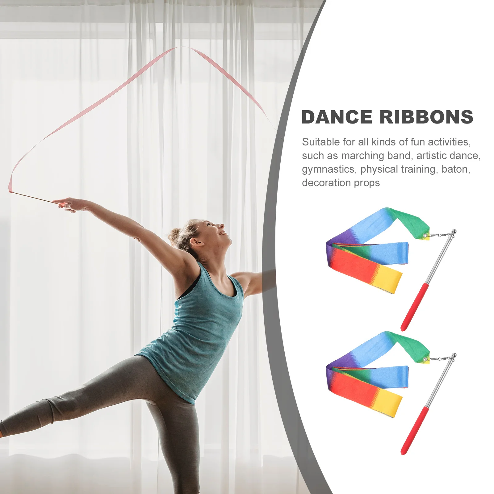 1 комплект, цветная лента для фитнеса, гимнастики, ленты для художественных танцев, портативный прочный реквизит для выступлений, гимнастическая лента