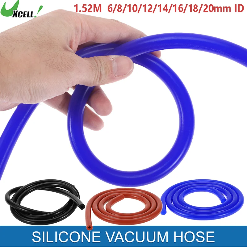 

UXCELL Silicone Vacuum Hose 1.52 Meter 6/8/10/12/14/16/18/20mm ID 3.5mm Thickness Universal High Pressure for Industrial Auto X