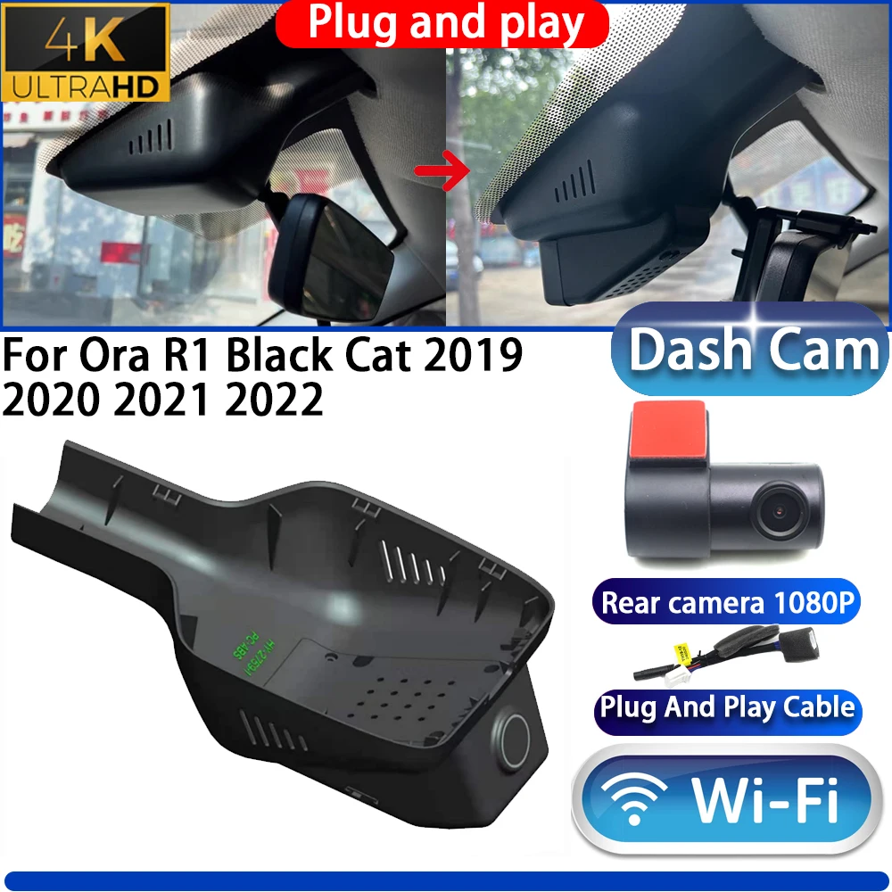 Cámara para Auto HighCity para Ora R1 Black Cat 2019 2020 2021 2022, DVR UHD 2160P con Visión Nocturna, WiFi, Plug and Play, Grabadora de Video