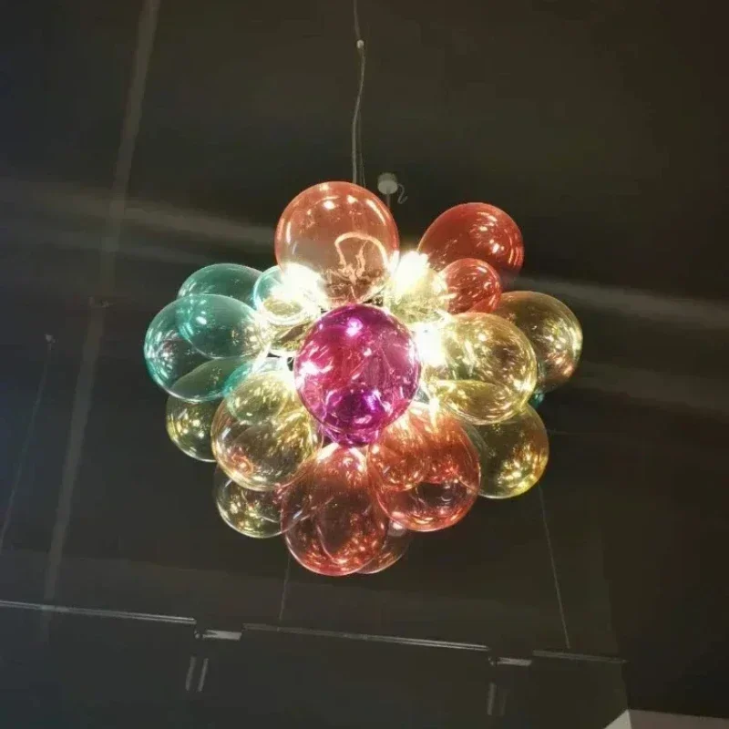 Colored Glass Ball Bubble Chandelier Balloon Chandelier Nordic Design Living Room Bedroom Home Decoration Pendant Light Lustre