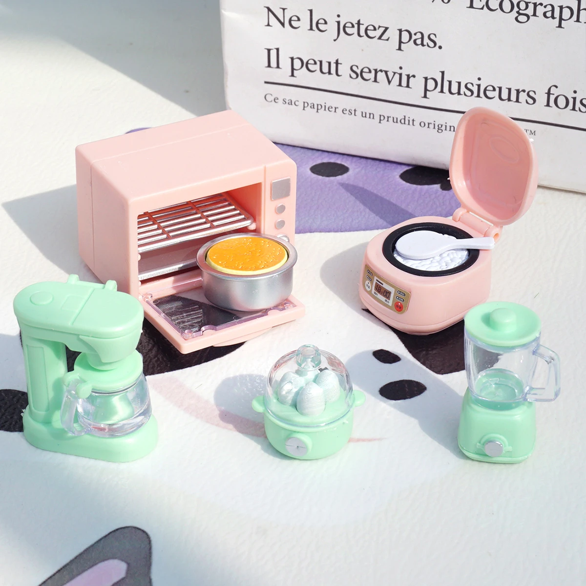DIY 인형 집 곰 비스킷 1/12 소형 가구 토스터 오븐 믹서 전자 저울 모델 세트 소녀 선물을위한 주방 장난감 썸네일 6