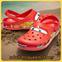 Cute Cartoon Lightninged Mcqueens Solid Waterproof Slippers Outdoor Sandals Casual Breathable Ankle-wrap Eva Shoes For Men Women