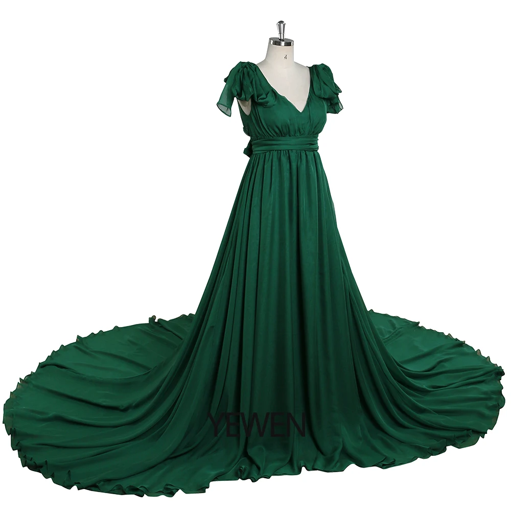 V Neck A Line Maternity Dress Silk Chiffon Gown for Photo Shoot Pregnancy Photography Baby Shower Outfit for Women YW221102
