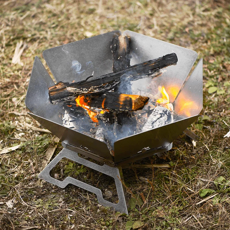 Brasero de Camping, estufa de hoguera plegable, quemador de leña portátil, horno de fogata, estufa de leña para exteriores, equipo calentador de invierno