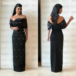 Customized Saudi Arabia Dearin Off-the-shoulder Column Floor Length Skirts Knot Bead Bespoke Occasion Dresses Evening Gown Prom