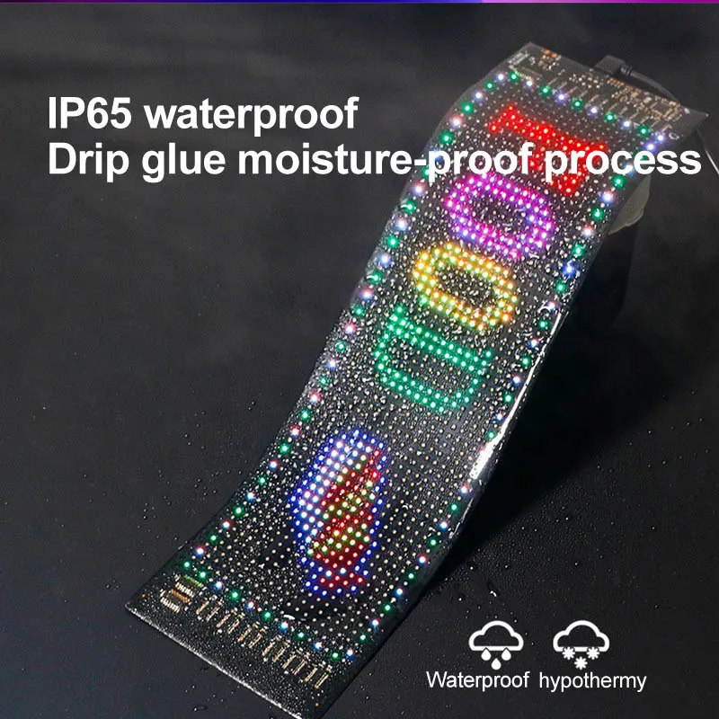 لوحة مصفوفة بكسل RGB LED شاشة مرنة ذكية قابلة للبرمجة ضوء الرسوم المتحركة/مصباح تمرير النص للسيارة/الزجاج/الجدار