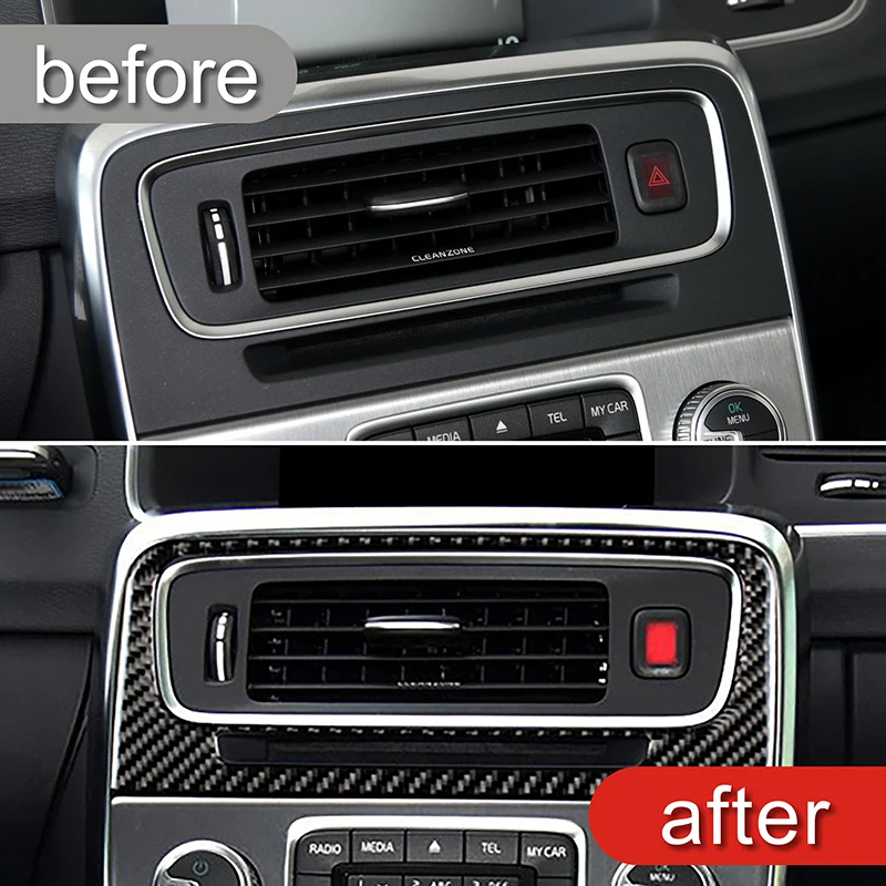 Carbon Fiber Car Center Console Gear Shift Frame Trim For Volvo S60 V60 2010-2018 RHD Window Glass Lifting Interior Accessories