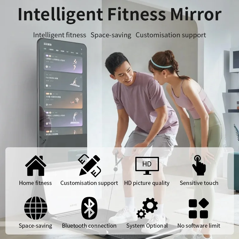 Custom Floor Stand Digital Signage Fitness Smart Wifi Weight Mirror Exercise Workout Mirror