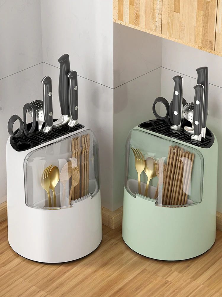 

Rotating knife holder Shelving chopsticks cylinder storage box one kitchen household chopsticks cylinder multifunctional