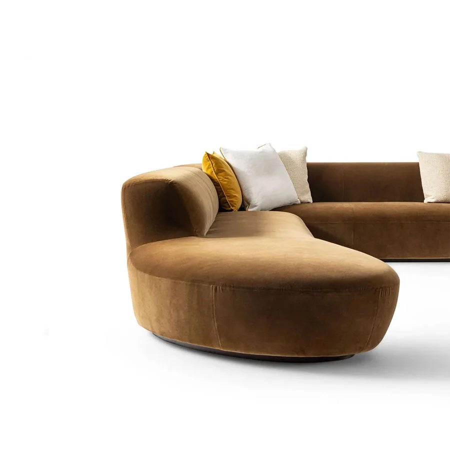 Curved Large Sectional Italian Luxury I L-Shape Quality Sofa Sets Minimalist Villa Velvet Sofas for Home Luxury