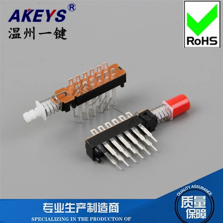 3pcs Button Switch PBS-42H25-1 Long Feet 12 Feet with Lock without Bracket with Hole Connector