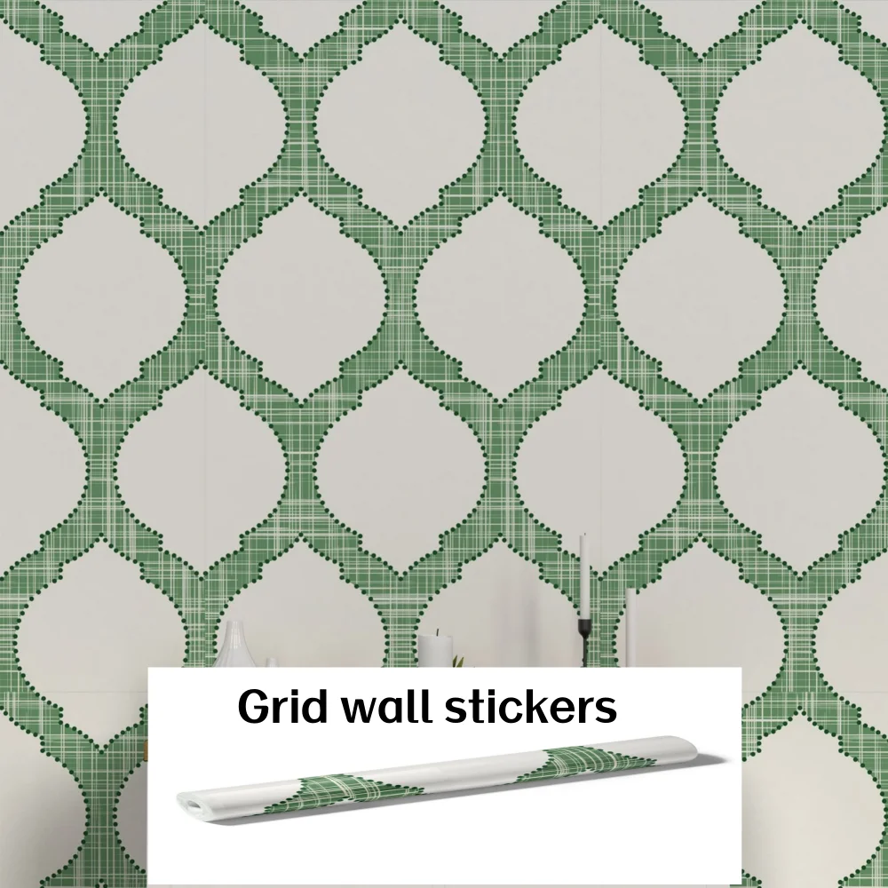 Moroccan Blue Green Checkered Minimalist Wallpaper For Bedrooms And Living Rooms Self- Adhesive Waterproof Moisture Proof