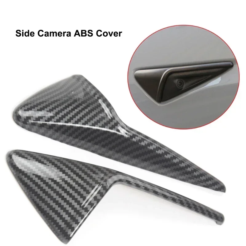 Side Camera Cover for Tesla Model 3 Y Carbon Fiber ABS Wing Fender Protection Sticker Modification Decor Accessories 2021-2023