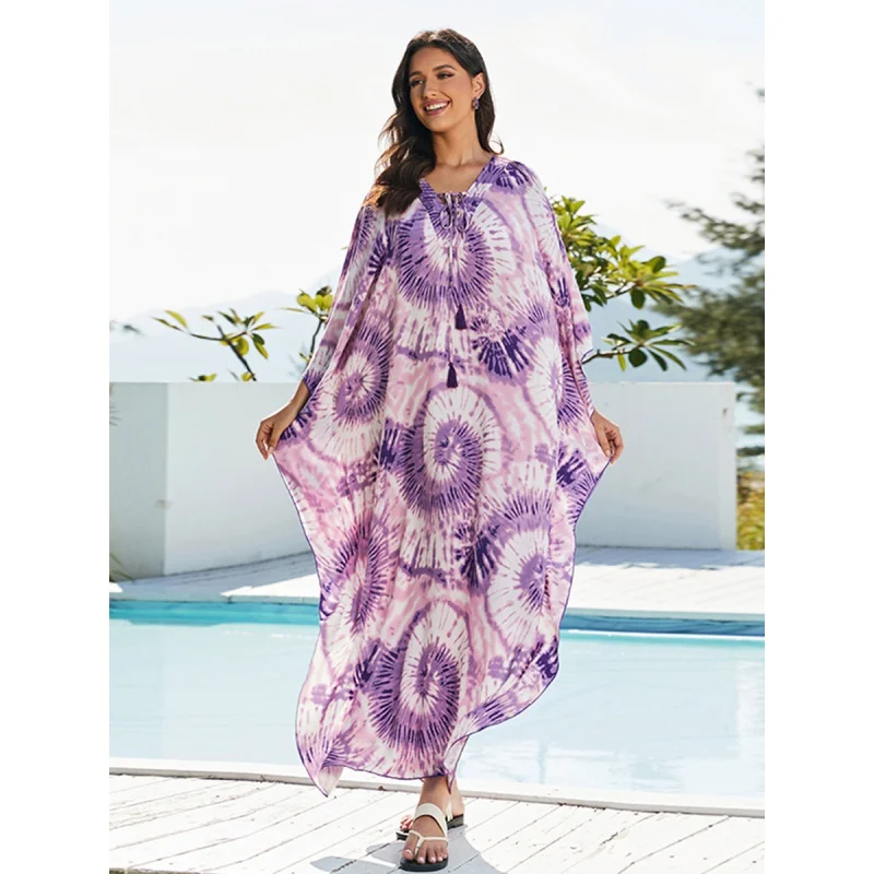 Printed Kaftans for Women Beach Cover Up Seaside Maxi Bohemian Dresses Beachwear Pareo Bathing Suits Factory Supply Dropshipping