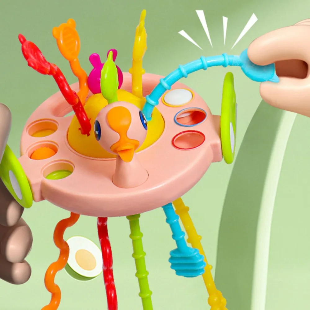 Siliconen UFO Baby Training Tools Trekkoord Educatief speelgoed voor kinderen Baby Montessori Speelgoed Babyspeelgoed Ontwikkel tandjes Zintuiglijk speelgoed