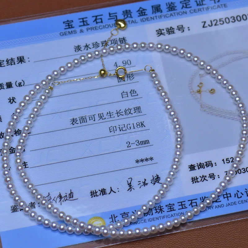 

2-5mm Natural Freshwater Akoya Small Pearl Necklace 18K Gold Round Flawless Baby Pearl Necklace Collarbone Chain