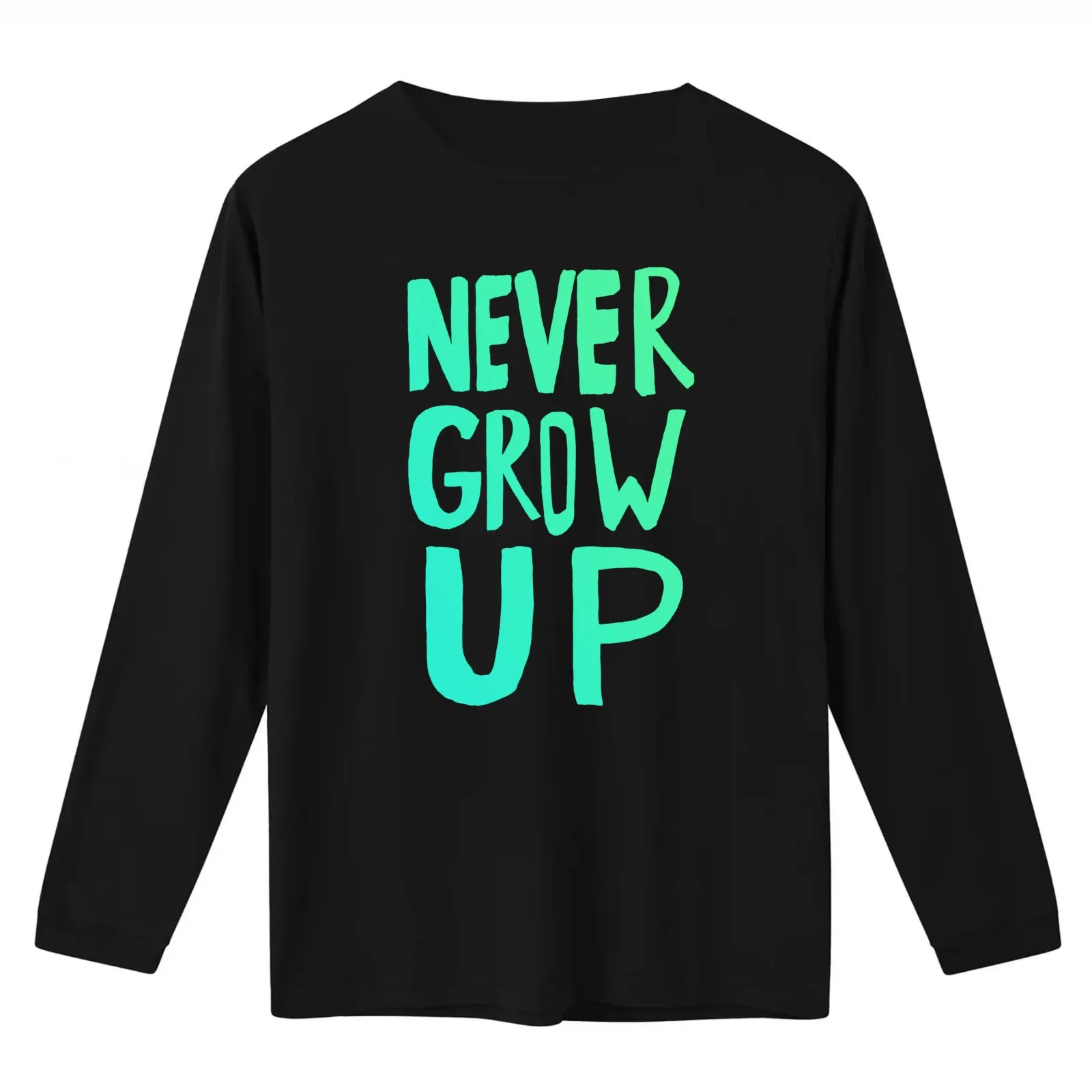 Never Grow Up T-Shirt Summer Casual Cotton Tee Oversized Streetwear Tops Vintage Graphic Print Loose Fit Short Sleeve