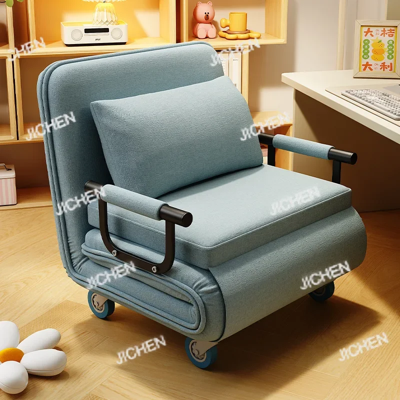 

JCX Movable Sofa Bed With Wheels Living Room Study Folding Sofa Small Apartment Multifunctional Lunch Break Bed Height Office Ch