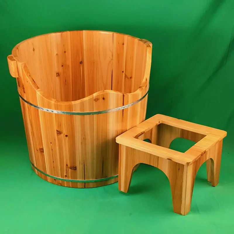 Wood Sitz Bath for Hemorrhoid Care Hip and Lower Back Steamer Herbal Steam Bucket for Feminine Hygiene & Men's Intimate Care Pot