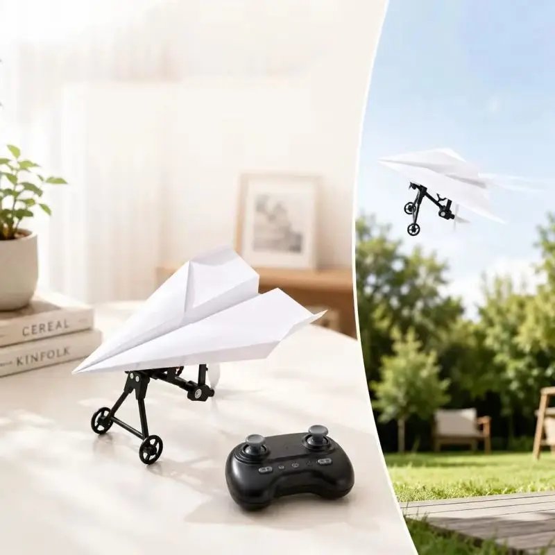 Electric Rc Paper Airplane Kit DIY Electric Remote Control Plane Manual Assembly Foldable Flying Micro Wing Drone Flight Model