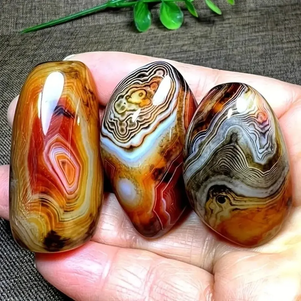 Polished Madagascar Agate Slice Geode Stone, Natural Banded Crystal Specimen, Silk Agate Pebble for DIY Craft, Healing
