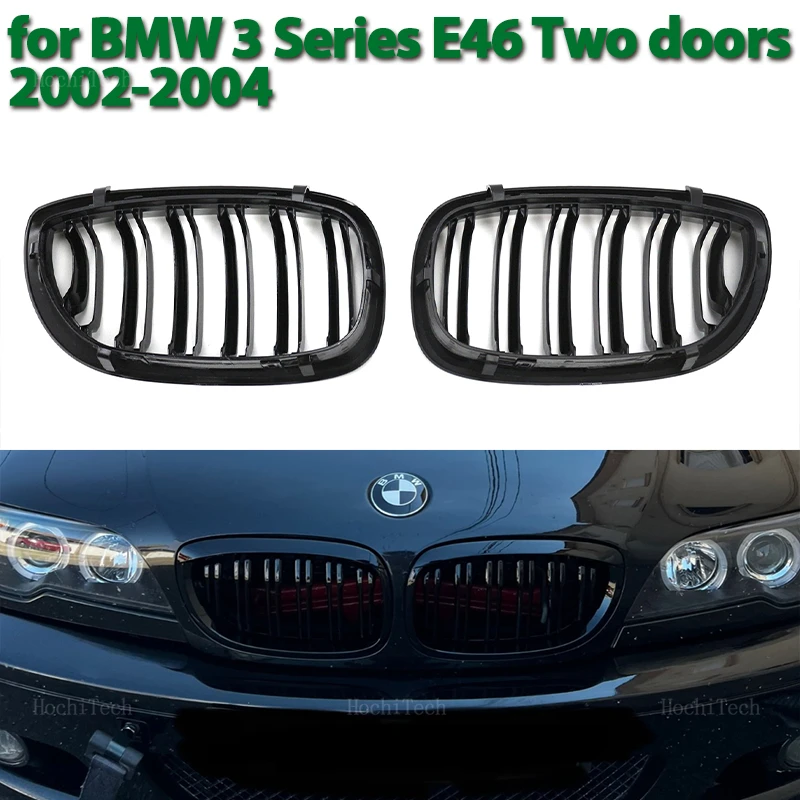 Glossy Black Dual Line Grille Car Styling Racing Grilles Replacement for BMW 3 series E46 Coupe Cabrio LCI 2 Doors 2003-2006