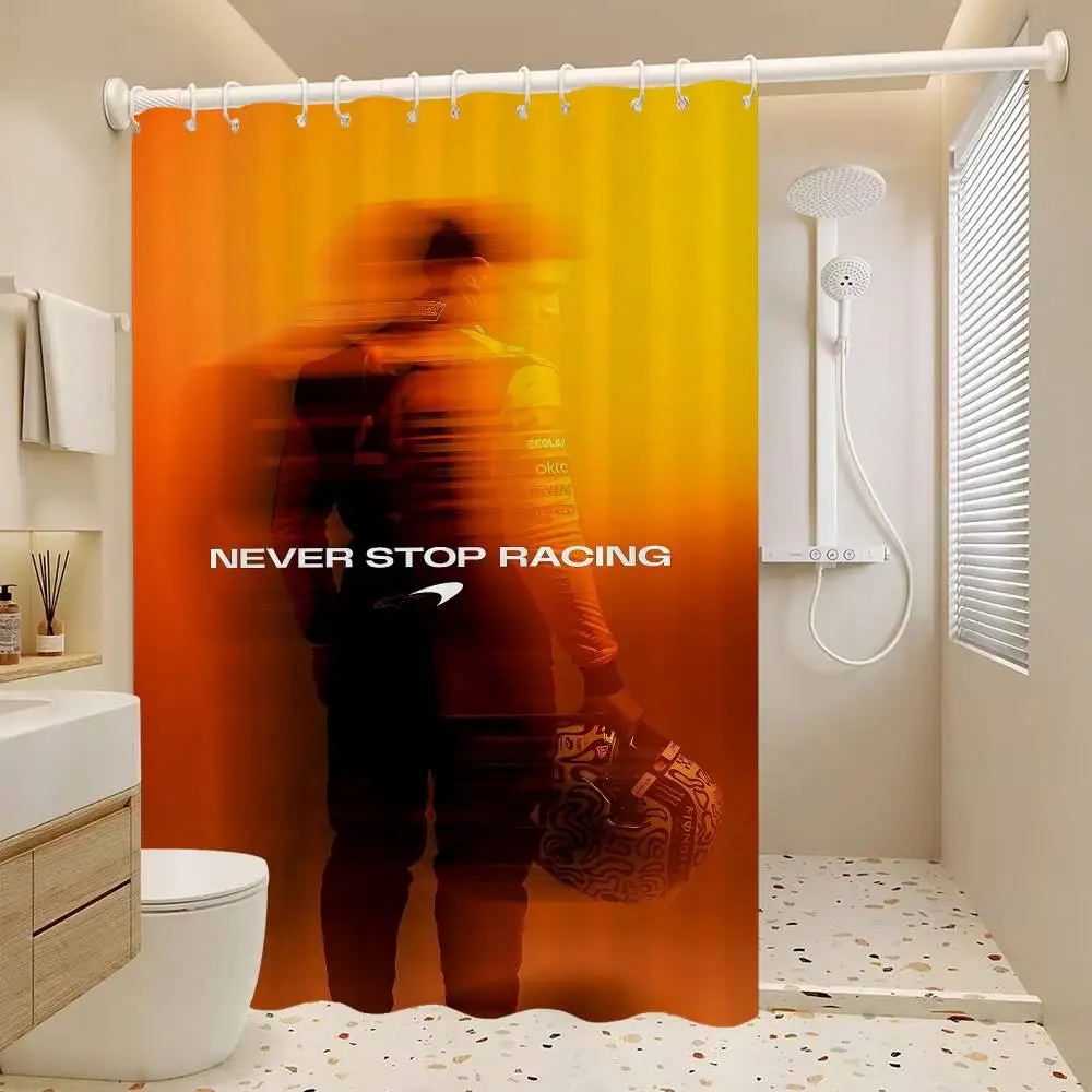O-Oscar Formula One Racer P-Piastris Champion Pattern Bathing Curtain Bathroom Shower Curtain Waterproof With 12 Hooks Home Deco