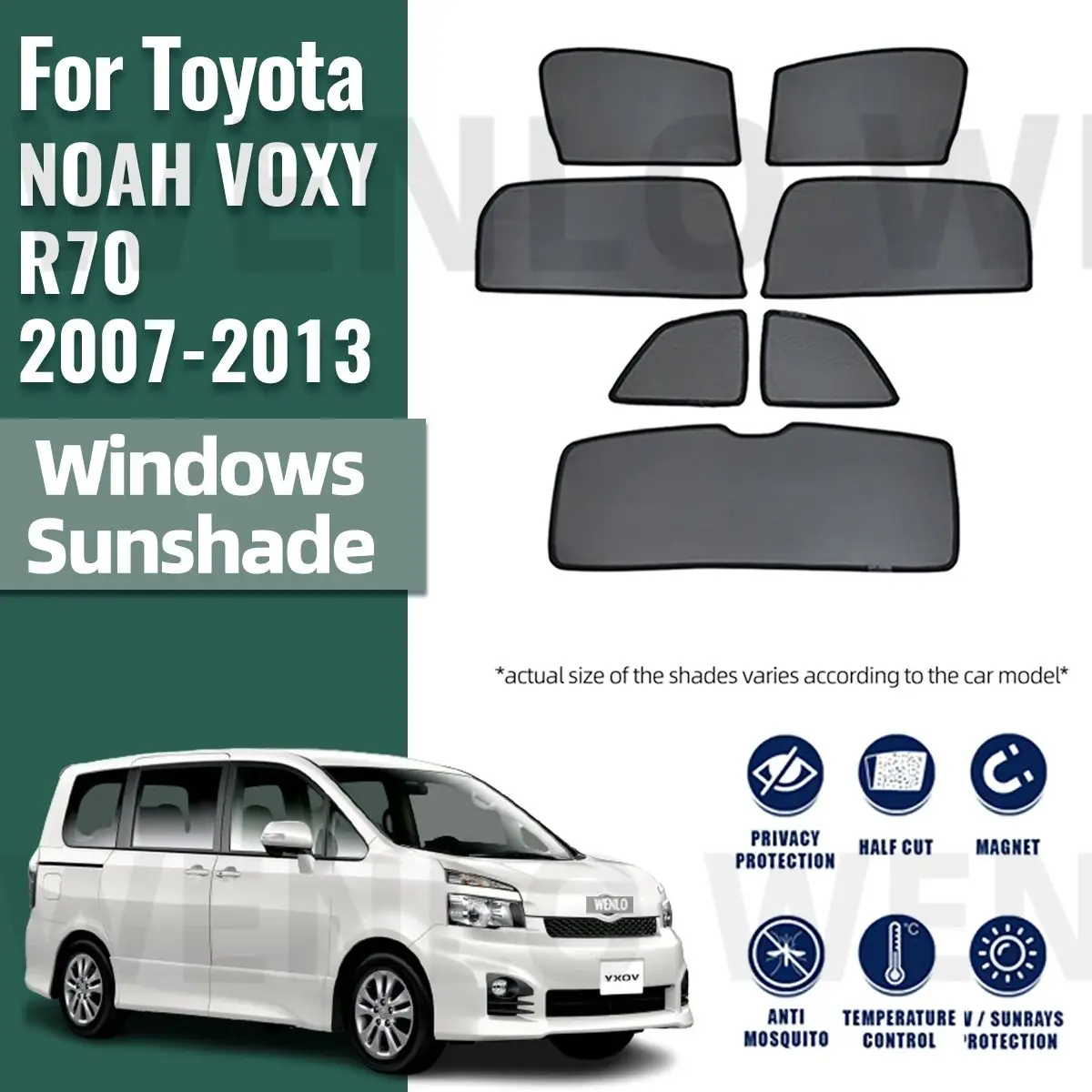 

For Toyota NOAH VOXY R70 2007-2013 Car Sunshade Shield Magnetic Front Windshield Frame Curtain Rear Side Window Sun Shades Visor