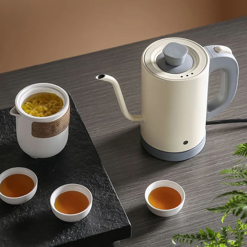 Chaleira elétrica pescoço de ganso 800ml, bule de café manual, pote de aço inoxidável 304, chaleira de água fervente com um clique, chaleira doméstica