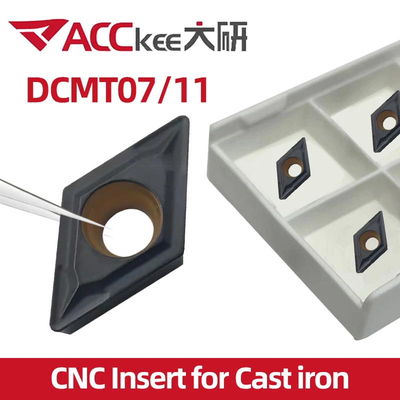 ACCKEE Cast iron Carbide Insert DCMT070204 UC5115 DCMT11T304 DCMT11T308 Turning Tools CNC Lathe Cutter 10pcs Blade Plate Cutter